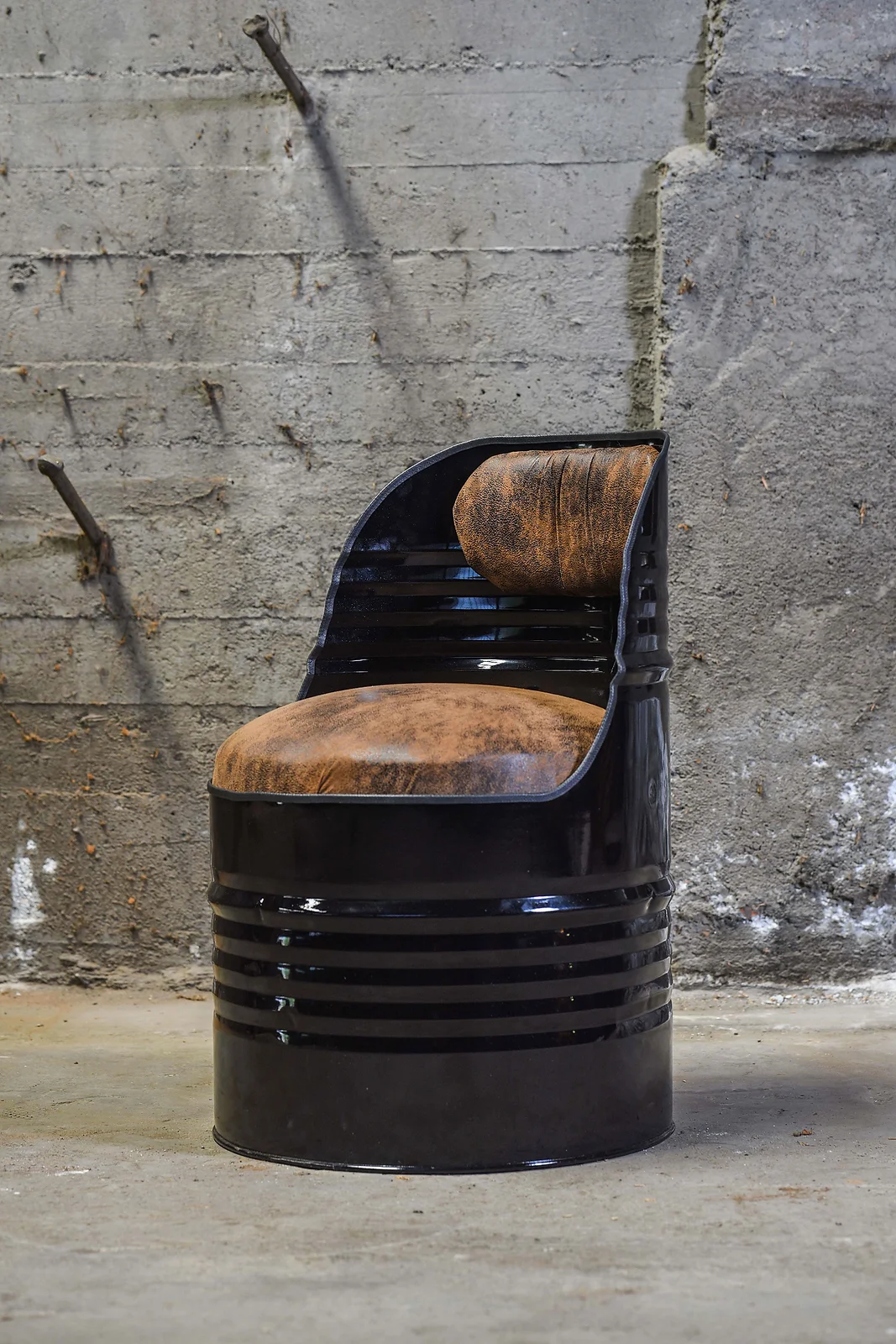 Fauteuil baril industriel recyclé - Noir