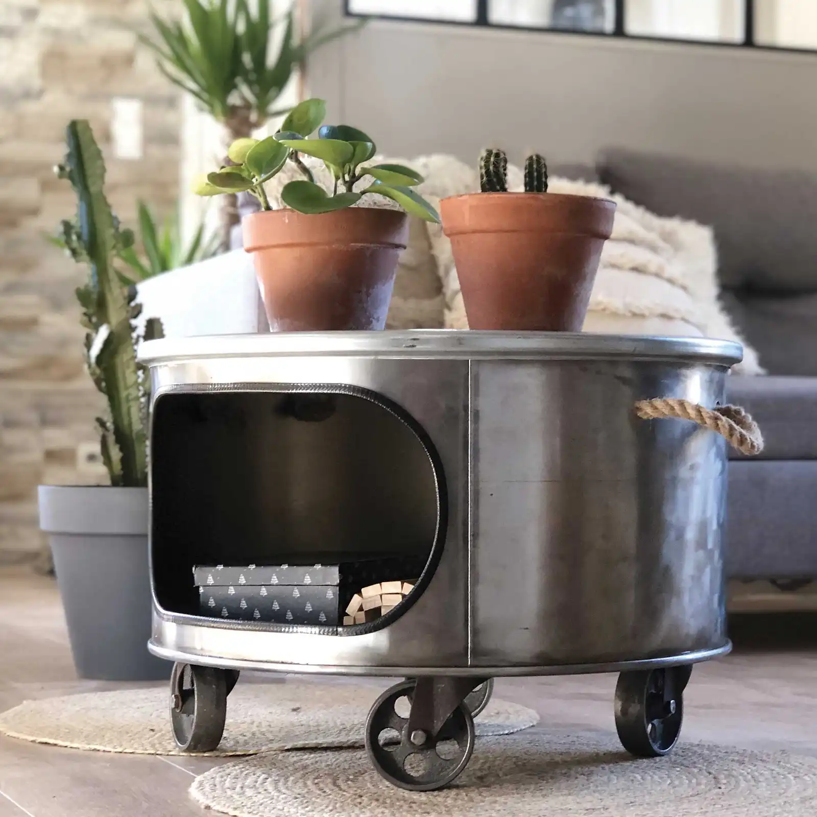 Thumbnail: Table basse bidon recyclé - metal